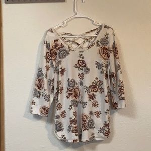 Floral sweater  XXXL with criss cross back
